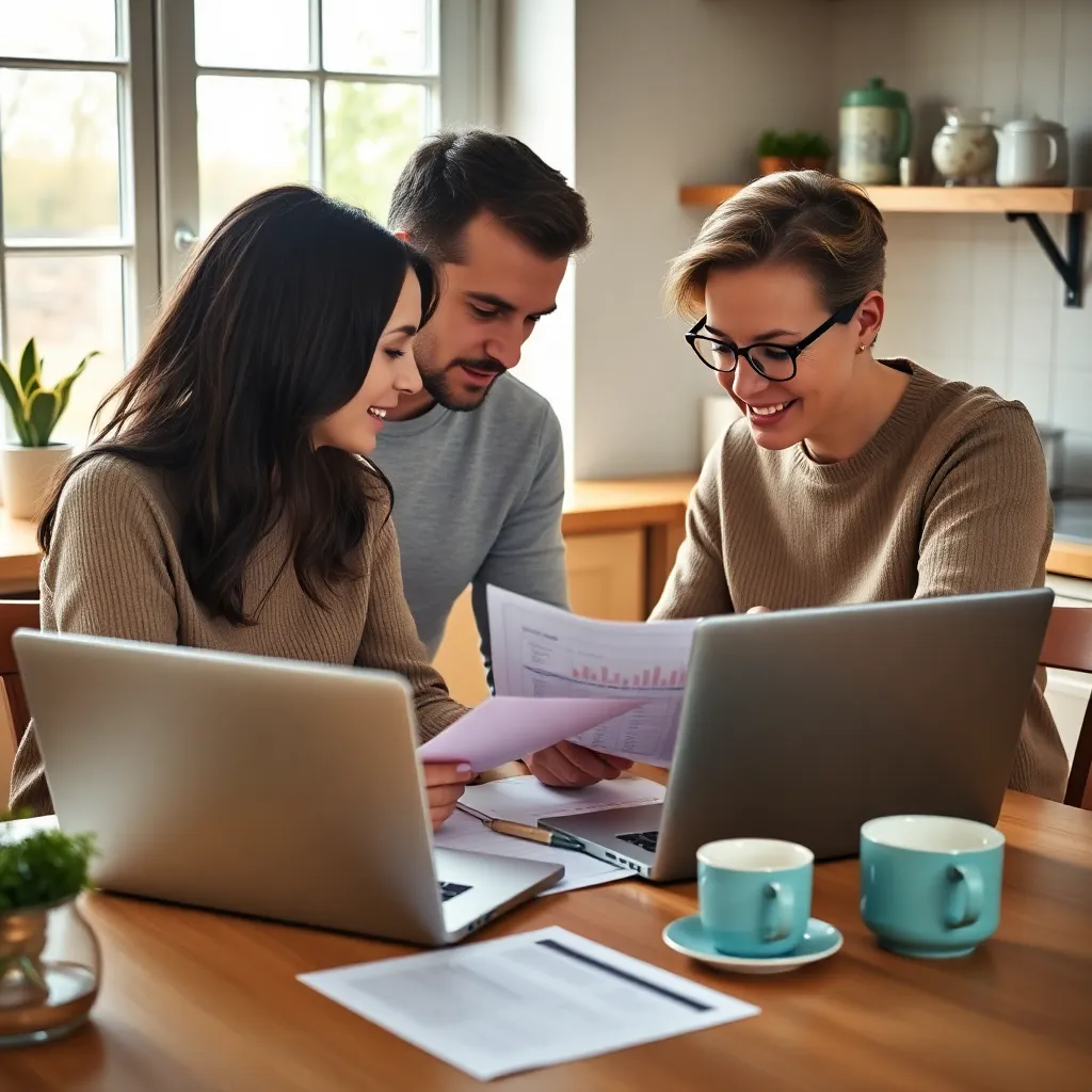 Laptop met budgetteringssoftware en Nederlandse rekeningen op tafel