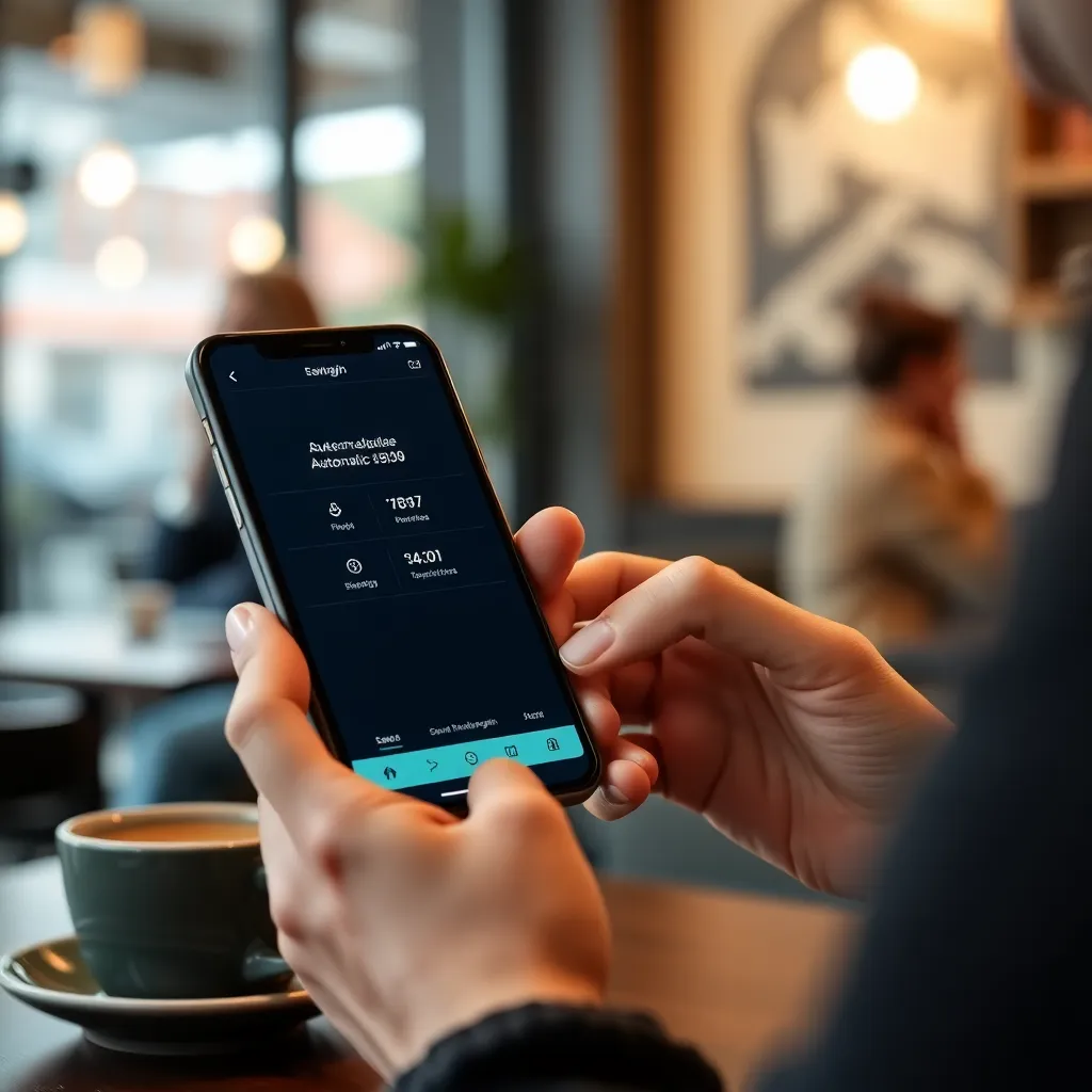 Persoon die digitale apps gebruikt voor automatisch sparen