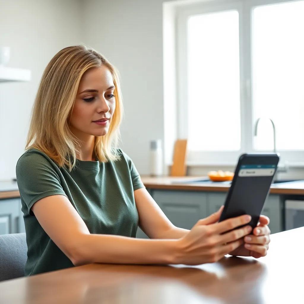 Nederlandse vrouw gebruikt bankapp op smartphone om automatische spaaroverdrachten in te stellen