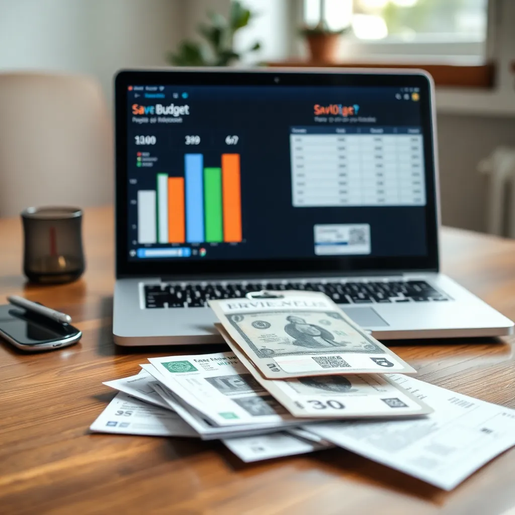 Nederlandse man die budgetterings-app gebruikt op tablet terwijl hij boodschappenbon controleert